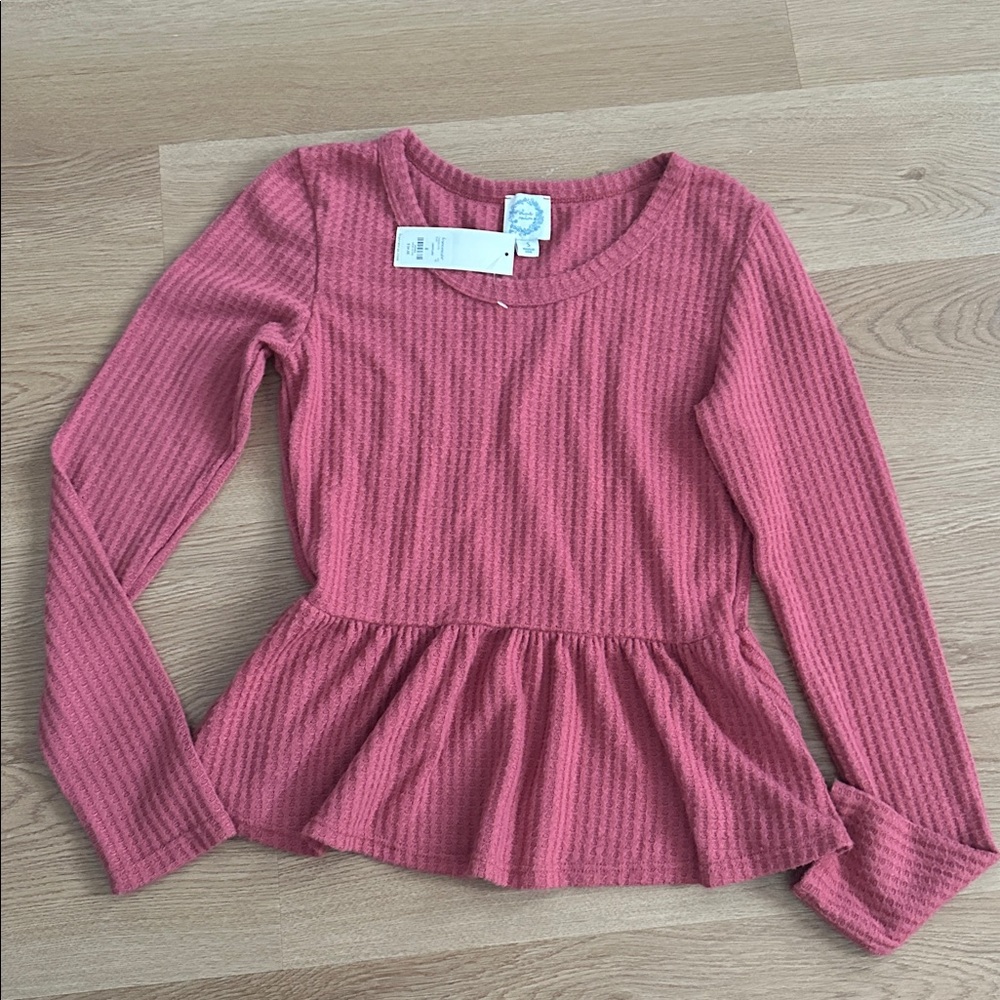 Francesca’s Rose Ribbed Knit Top